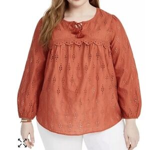 Style & Co Women's Eyelet Boho Blouse Size 2x